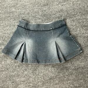 Vintage Y2K Duchesse Jeans Denim Pleated Low Rise Micro Mini Skirt